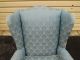 50824 Blue Quality Queen Anne Wing Chair With Arm Covers Post-1950 photo 1