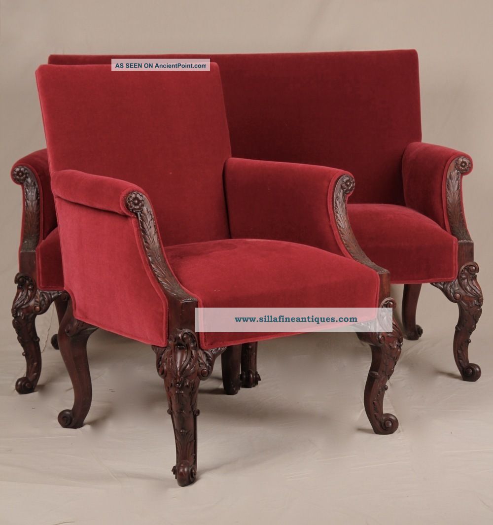American Rococo Revival Louis Xv Style Sofa Loveseat Settee Canape Arm Chair 1800-1899 photo