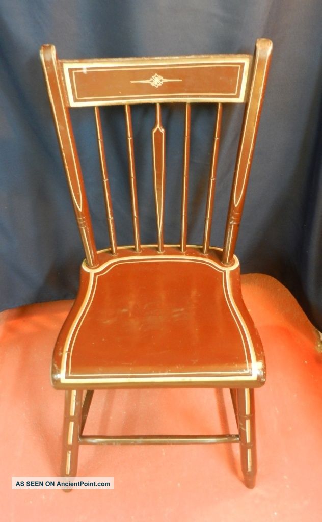 Painted Farmhouse Plank Seat Chair 1800-1899 photo