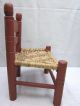 Antique Primitive Country Child Kid Size Vintage Chair Old Rush Seat Solid Wood 1800-1899 photo 4