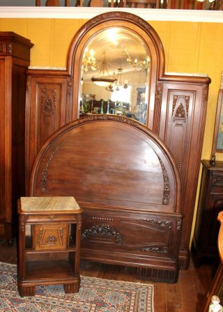 French Antique Art Deco Bedroom Set.  Made From Walnut. photo