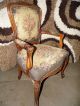 Antique Louis Xv Rococo Style Chair Vintage Hand Woven Armchair Cloth 1900-1950 photo 1