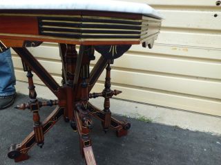 50740 Marble Top Victorian Lamp Table Stand photo