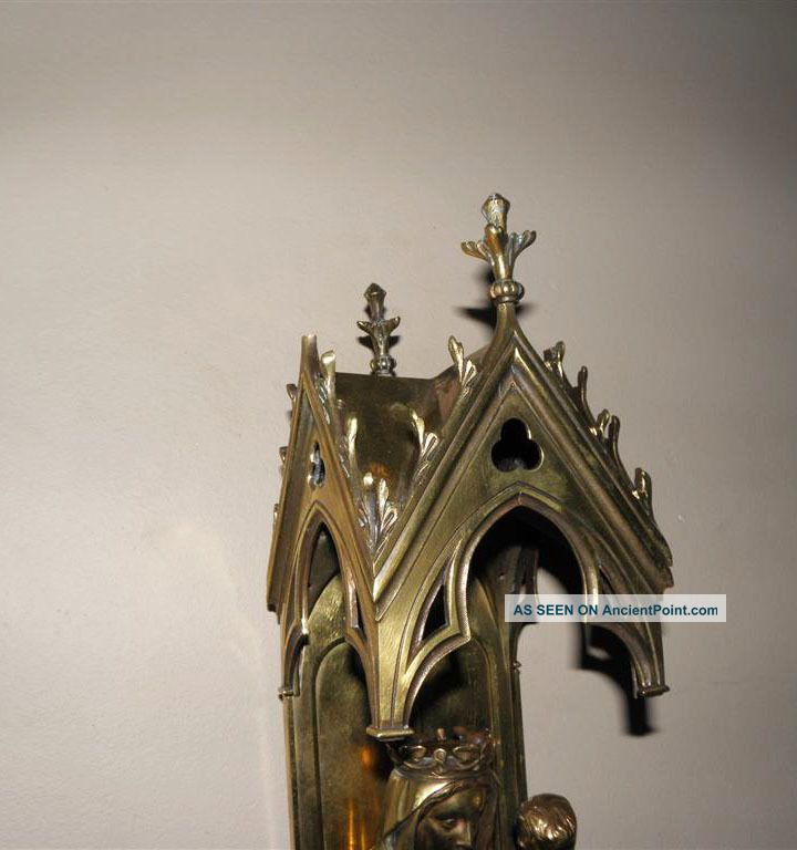 French Gothic Chapel In Bronze Madonna With Christ 19th Century 1800-1899 photo