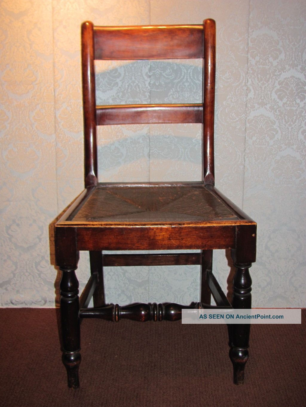 Set Of 6 Antique English Mahogany Rush Seat Dining Chairs Circa 1800 1800-1899 photo