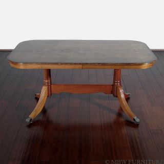 Vintage Yew Tilt Top 5ft Trestle Dining Table W Casters Q52a photo