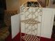 Vintage White Metal Two Shelf Folding Corner Stand Chic Country Shabby Ornate Metalware photo 1