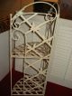 Vintage White Metal Two Shelf Folding Corner Stand Chic Country Shabby Ornate Metalware photo 5