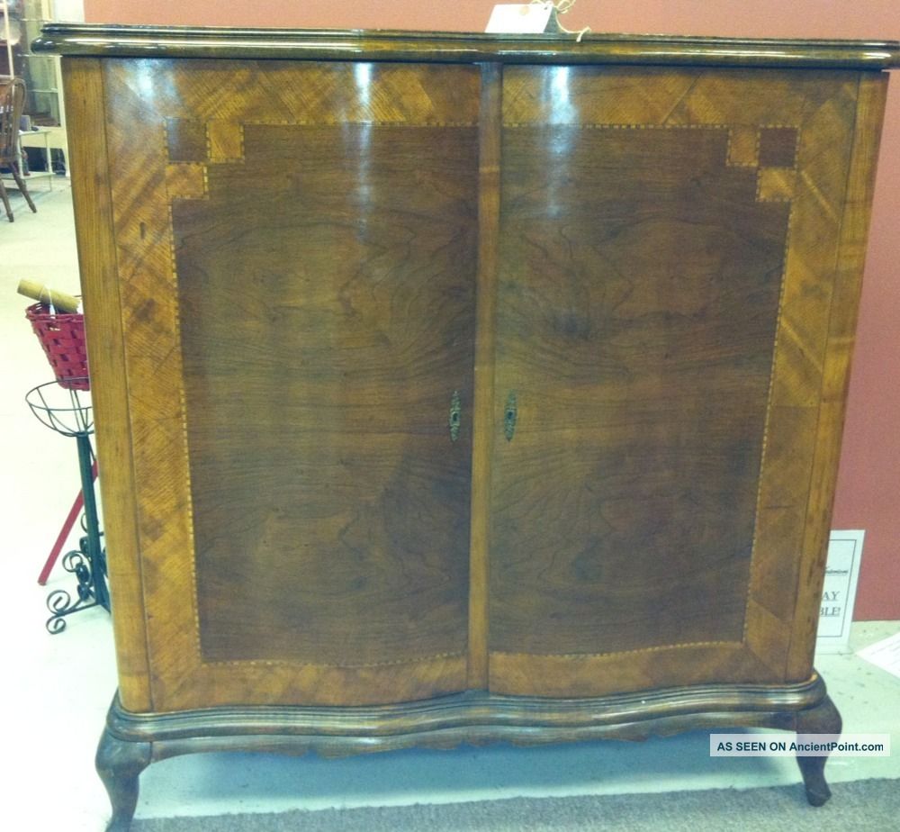 Antique French Walnut Armoire Chest With Inlay 1800-1899 photo