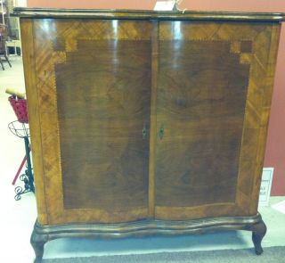 Antique French Walnut Armoire Chest With Inlay photo