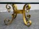 Mid - Century Gold - Leaf Glass Top Round Iron Coffee Table 1762 Post-1950 photo 11