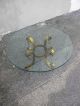 Mid - Century Gold - Leaf Glass Top Round Iron Coffee Table 1762 Post-1950 photo 1