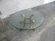 Mid - Century Gold - Leaf Glass Top Round Iron Coffee Table 1762 Post-1950 photo 4