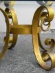 Mid - Century Gold - Leaf Glass Top Round Iron Coffee Table 1762 Post-1950 photo 8