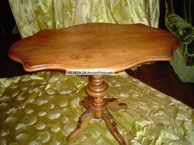 French Center Or Tea Table Solid Cherry 19th C Tilt Top 1800-1899 photo