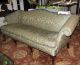 Antique Chippendale Camelback Sofa W Green & Beige Silk Damask 1800-1899 photo 3