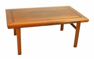 Danish Modern Teak Coffee Cocktail Table With Crossbanded Inlay photo