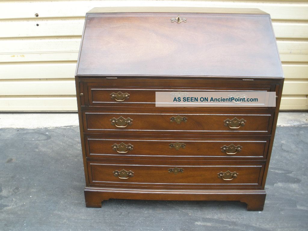 48943 Antique Mahogany Governor Winthrop Drop Front Desk 1900-1950 photo