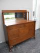 Early 1900 ' S Ball Claw Feet Oak Buffet With Mirror 873 1900-1950 photo 1
