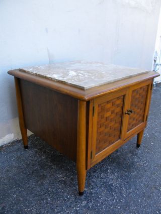 Mid Century Marble Top Low Side / End / Night Table photo