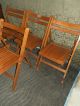 Wonderful Set Of 4 Hand Made Antique Folding Solid Oak Chairs 1900-1950 photo 1