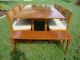 Solid Walnut Mid Century Drop Leaf Table,  6 Cane Back Chairs & 2 Hidden Benches Post-1950 photo 1
