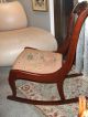 Antique 1940 ' S Solid Mahogany Child Rocking Chair With Tapestry Seat Other photo 3