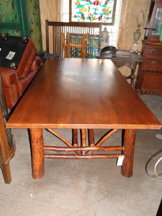 Adirondack Style Hickory Table With Pine Top By Old Hickory Tannery photo