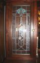 Antique Arts And Crafts Leaded Stained Glass Back Bar Circa 1900 Mohogony Finish 1900-1950 photo 3