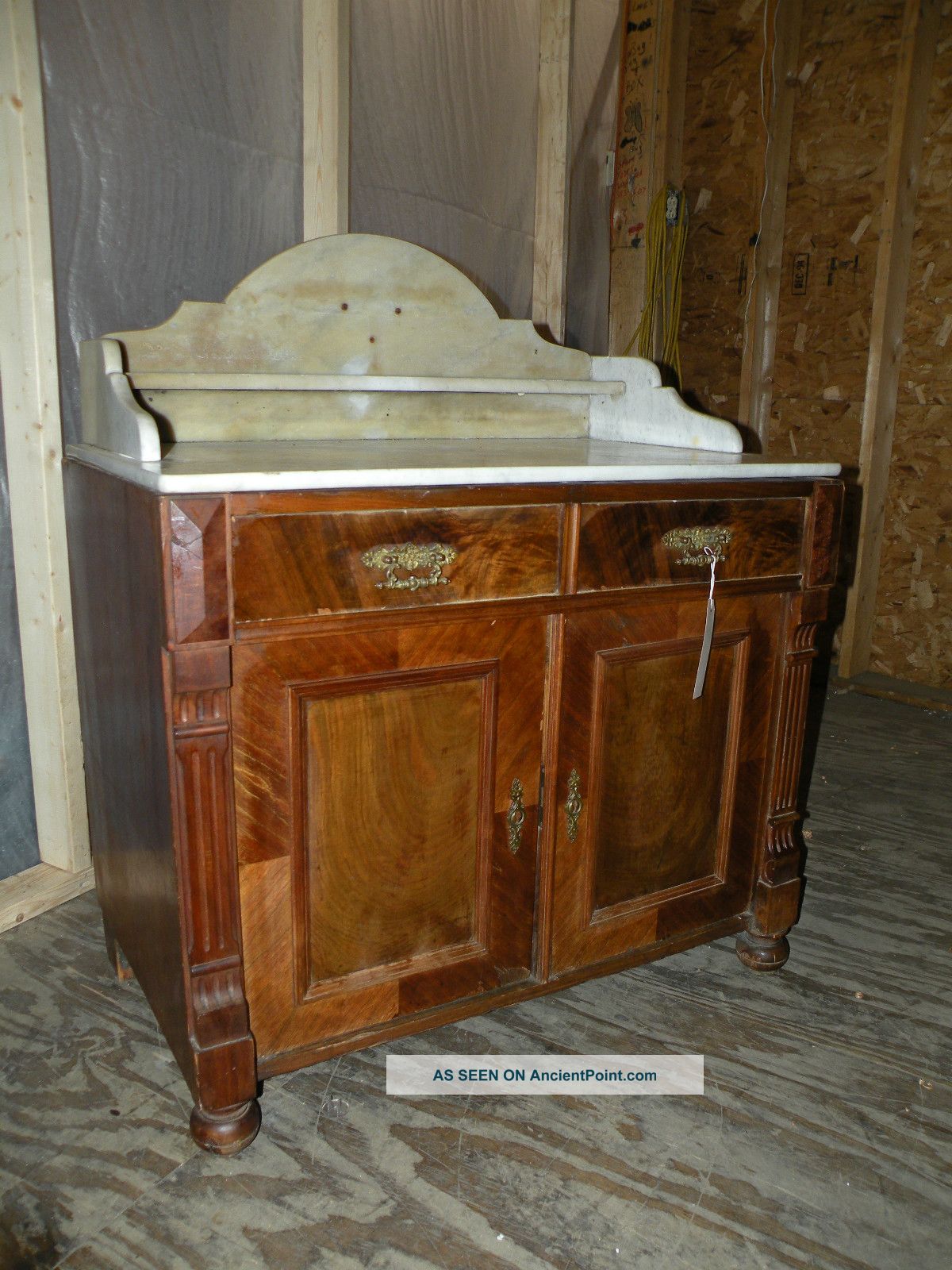 Antique Marble Top Vanity Washstand Washbasin Commode 1900-1950 photo