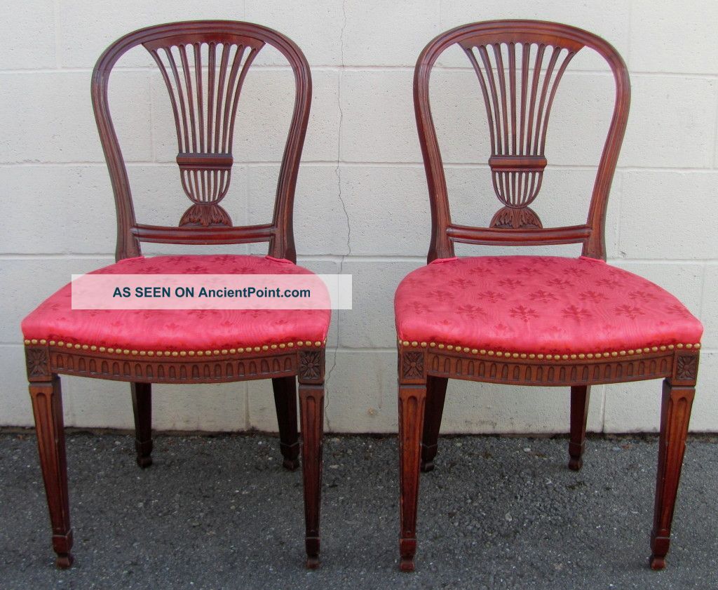 Pair Of Antique English George Iii Mahogany Side Chairs Circa 1810 1800-1899 photo