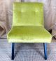 Mid Century Modern 1950s Chartreuse Mohair Black Lacquer Slipper Chair Post-1950 photo 1