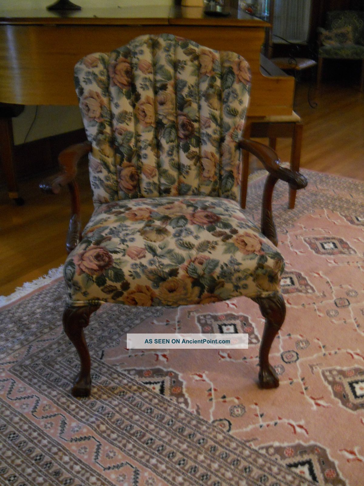 Antique Victorian Carved Arm Chair - Upholstered 1800-1899 photo