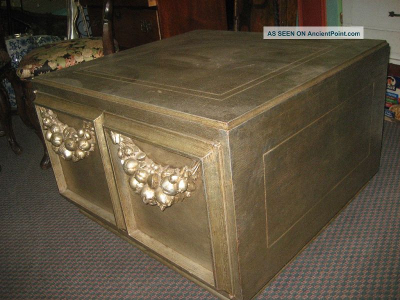 Hollywood Regency Silver End Table Cabinet Post-1950 photo