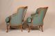 Pair Of French Louis Xv Antique Tufted Barrel Or Wing Back Bergere Arm Chairs 1800-1899 photo 3