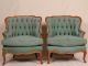 Pair Of French Louis Xv Antique Tufted Barrel Or Wing Back Bergere Arm Chairs 1800-1899 photo 4