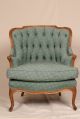 Pair Of French Louis Xv Antique Tufted Barrel Or Wing Back Bergere Arm Chairs 1800-1899 photo 5