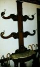 Antique Victorian Umbrella Stand Coat Rack Carved Mahogany Marble Shelf Drawer 1800-1899 photo 1