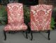 Pair Huge Antique Carved Italian Renaissance Chairs Scalamandre Luca Red 1900-1950 photo 1