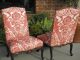 Pair Huge Antique Carved Italian Renaissance Chairs Scalamandre Luca Red 1900-1950 photo 4