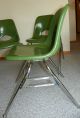 Lot Set 4 Vtg Green Krueger Fiberglass Shell Chair Retro Eames Era 60s 70s Post-1950 photo 1