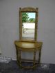 Mid Century Half - Moon Console Table With Mirror Painted In Antique Gold 998 Post-1950 photo 1