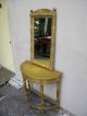 Mid Century Half - Moon Console Table With Mirror Painted In Antique Gold 998 Post-1950 photo 2