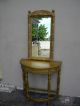 Mid Century Half - Moon Console Table With Mirror Painted In Antique Gold 998 Post-1950 photo 4