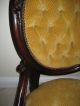 Antique French Pair Chairs Rosewood Rococo Handcarved Ornate Decor Tufted Back 1800-1899 photo 4