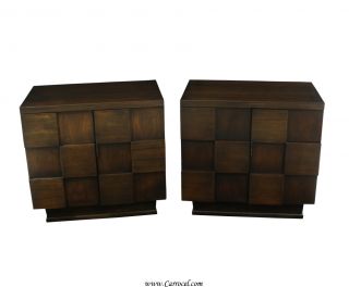 Modern Art Deco Mid Century Espresso Night Table Nightstands Cabinets End Tables photo