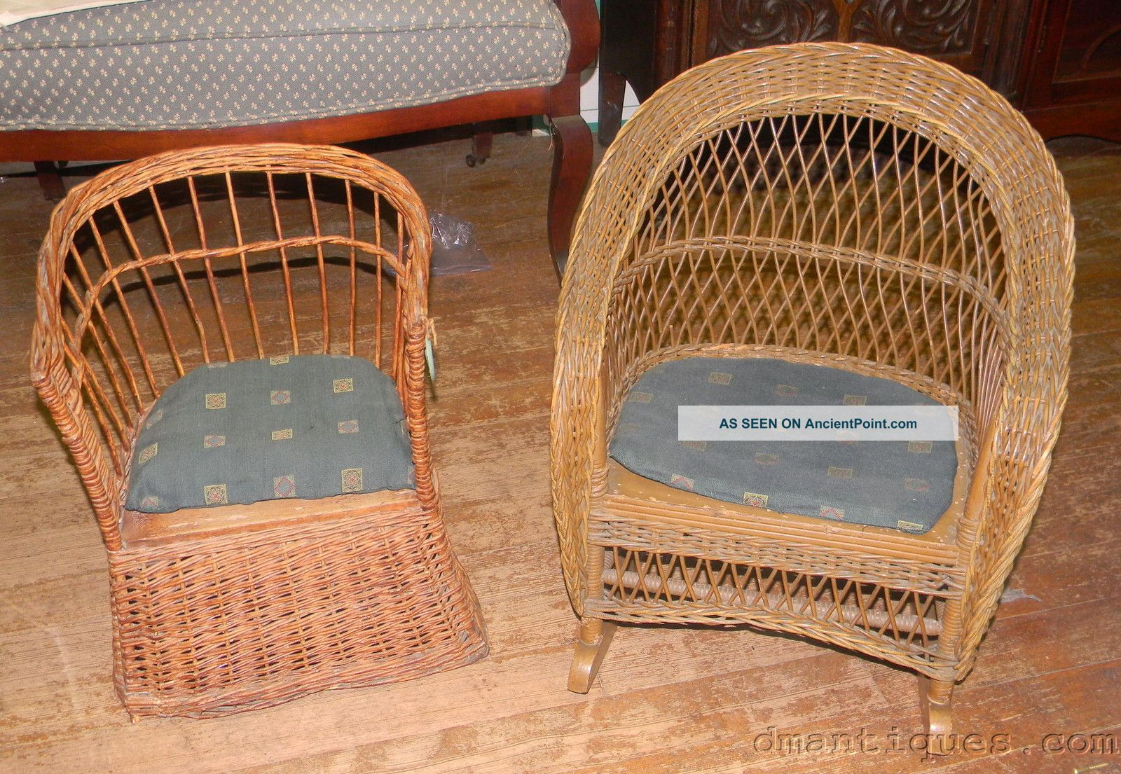 Antique Victorian Wicker Wood Child ' S Rocking & Potty Chairs 1800-1899 photo
