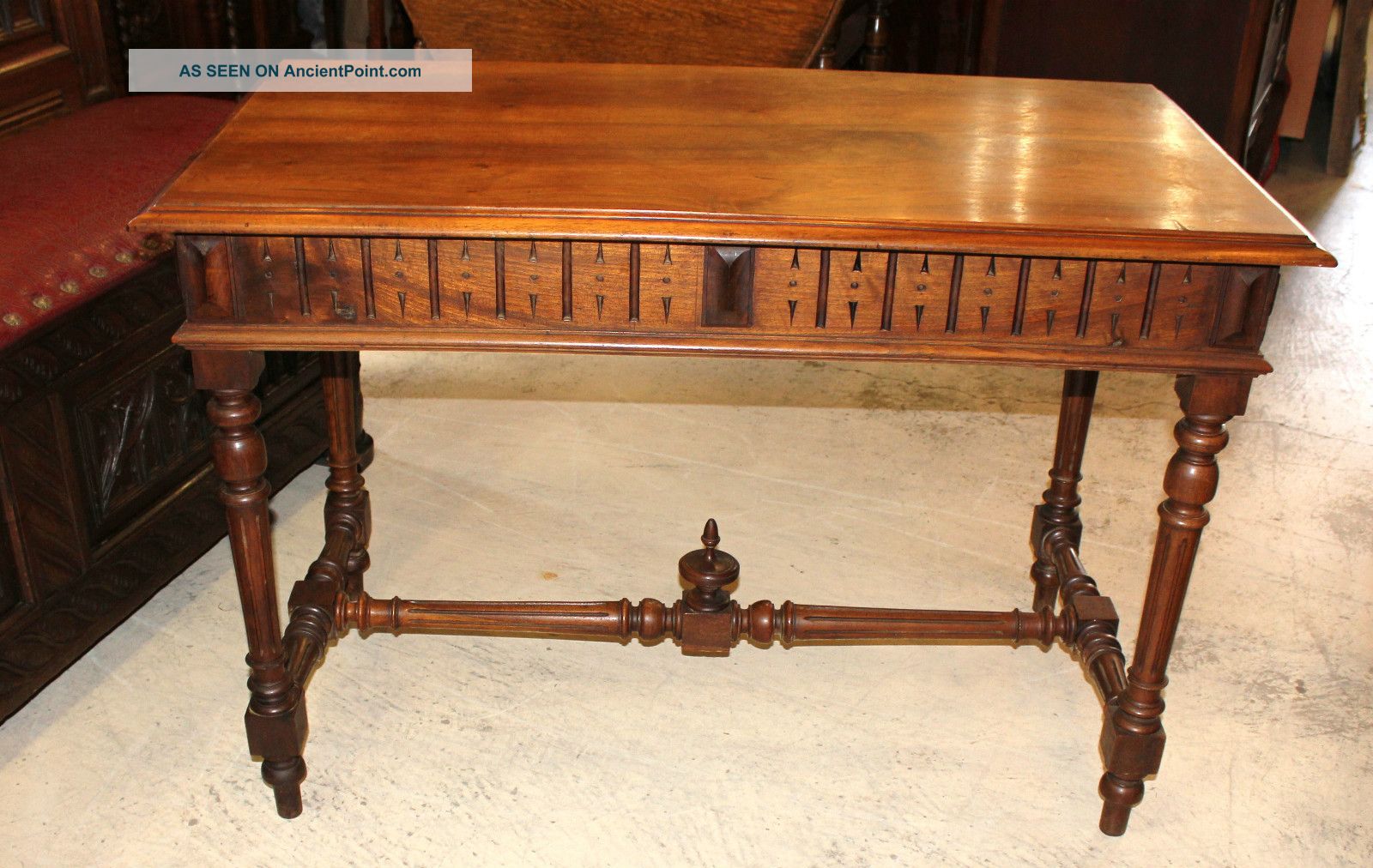 Lovely French Antique Henry Ii Writing Desk.  Made From Walnut. 1800-1899 photo