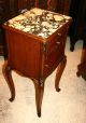 Finely Carved French Antique Louis Xv Marble Top Nightstand.  Made From Oak 1800-1899 photo 1