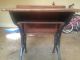 Vintage Wooden School Desk With Metal Legs 1800s Piece 1800-1899 photo 4